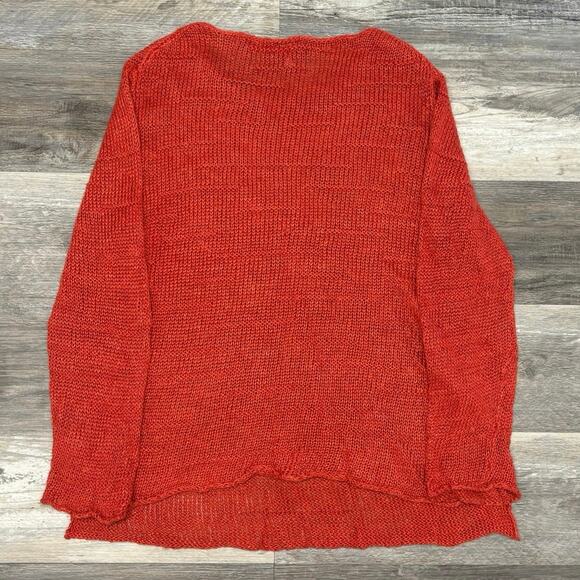 Eileen Fisher Deep Orange Hemp/Linen Crew Neck Tunic Sweater - Picture 3 of 10